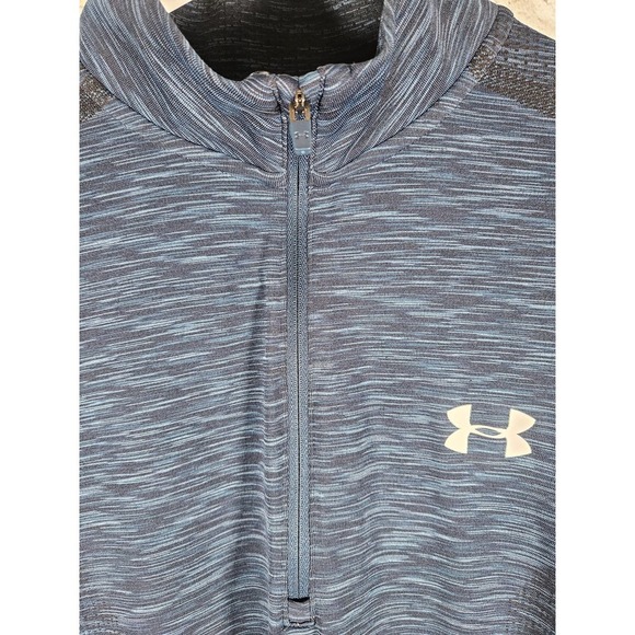 Under Armour Men's Long Sleeve Sweatshirt Heatgear Blue Medium Logo - Picture 3 of 5